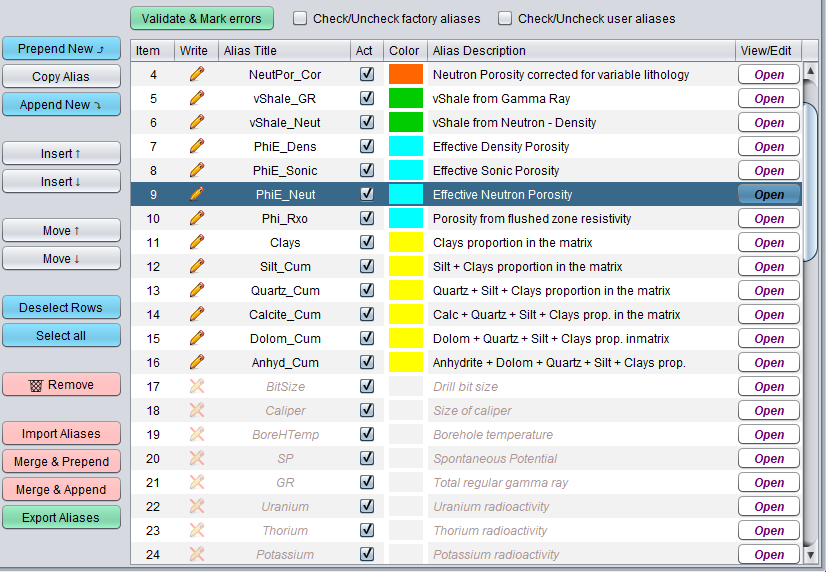 GeolOil Aliases editor small sample image