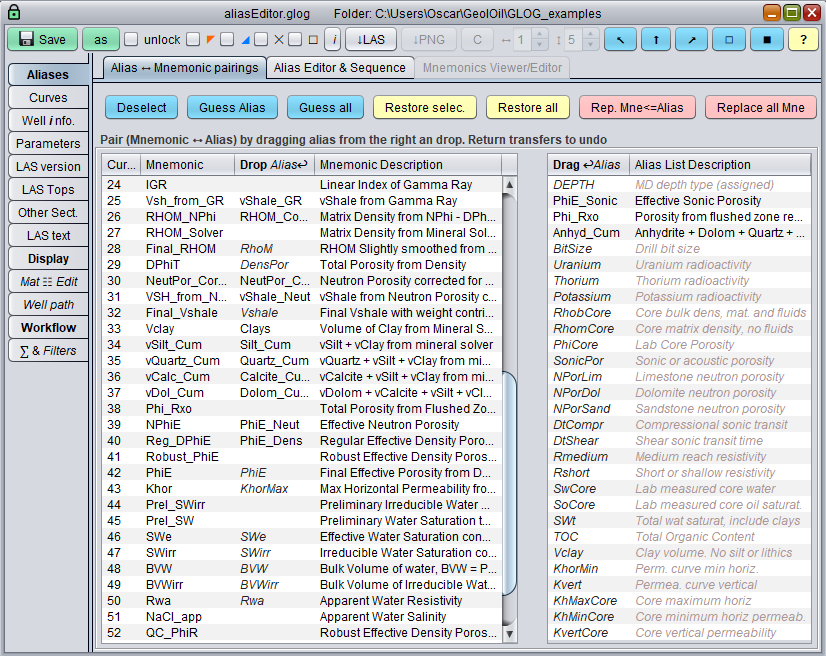 GeolOil aliases-mnemonics pairing window