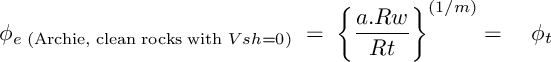 Archie porosity equation in clean sand water bodies