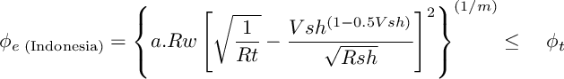 Indonesia effective porosity equation in water bodies