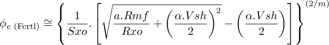 Equation to estimate effective porosity with Vshale correction through the Fertl formula