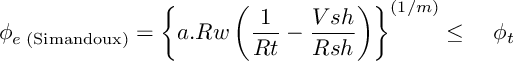 Simandoux effective porosity equation in water bodies