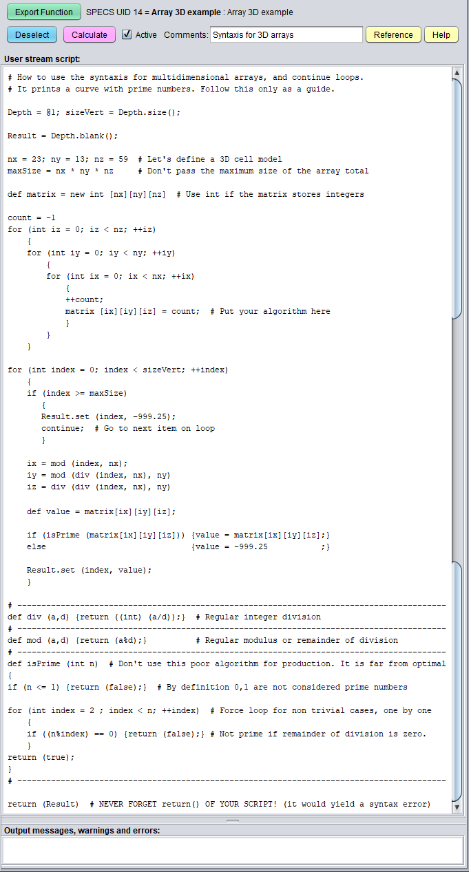 Petrophysics Script example to process 3D cells