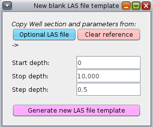 GeolOil panel to create a new bare LAS file