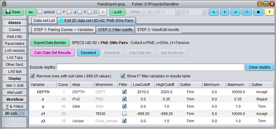 How to export well log data to an Excel spreadsheet