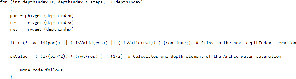 GeolOil GLS Script to compute water saturation SW in depth loop mode