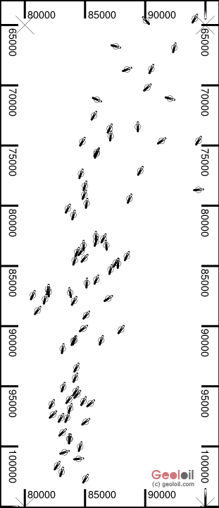 Map with directions of minimum horizontal stress
